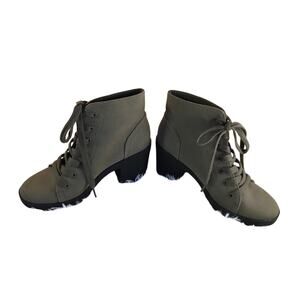 Mix No. 6 Olive Green Heeled Combat Booties Women’ SZ 6 NWT